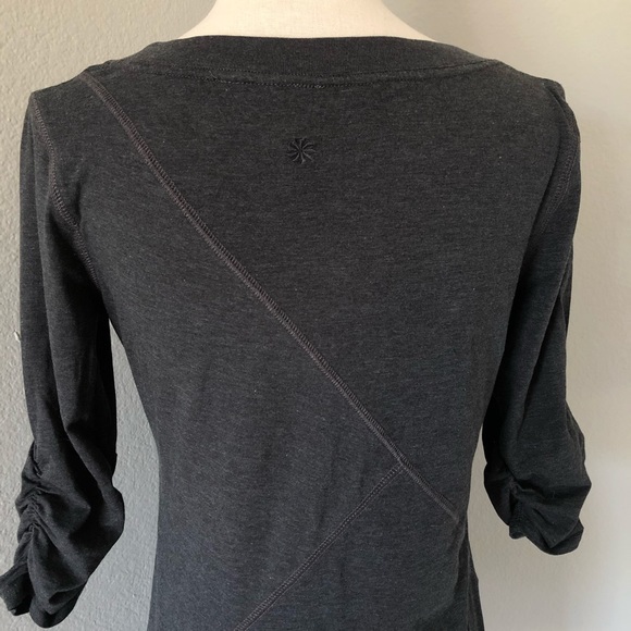Athleta Black Heather Shiva Ruched Sleeve Top - Picture 4 of 5